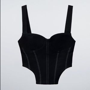 Zara Denim Corset Style Bodysuit